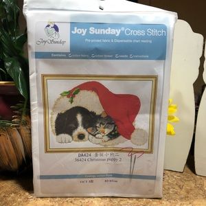 New Joy Sunday Cross Stitch Christmas Puppy